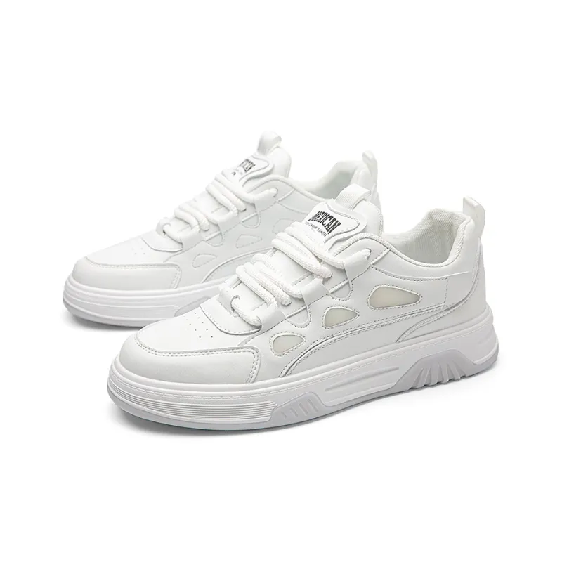 MEXICAN Anti Slip Wear Resistant Low Top Skateboard Shoes Men's White-2