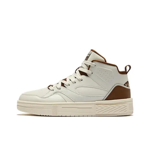 Erke Planet Panda Anti-Slip Wear-Resistant High-Top Skateboard Shoes Men's White Brown
