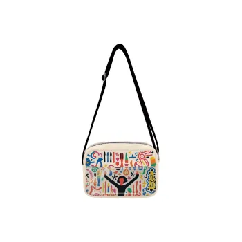 Perfect Styles Soft One Shoulder Crossbody Small Square Bag Medium Size Unisex White/Blue/Red