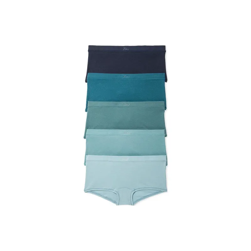 Victoria's Secret PINK 5-PACK COTTON BOYSHORT PANTIES / Indigo Tea Dye Underpants Women's 5 Pack Multicolor-0