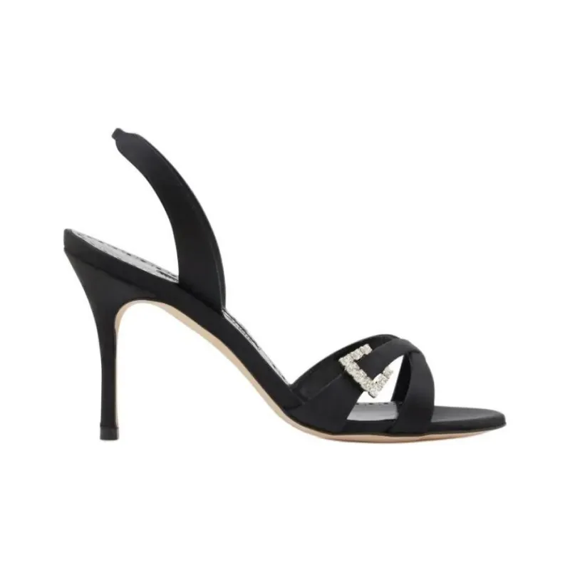 MANOLO BLAHNIK Ramisli One Strap Sandals 9cm Women's Black-1