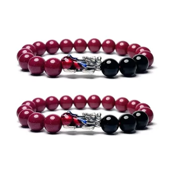MOUNTAINS AND MANS Reconstructed Cinnabar Fortune Beaded Bracelet Unisex