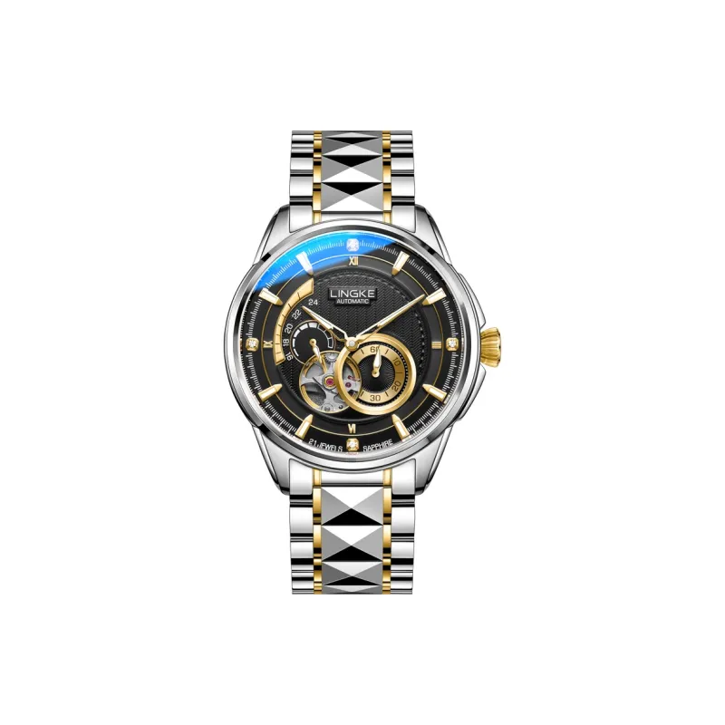 LINGKE Automatic Mechanical Movement Steel Strap Watch Men's Watches White Dial-1