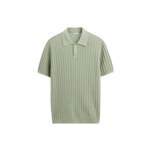 ZARA Polo Shirts Men Green