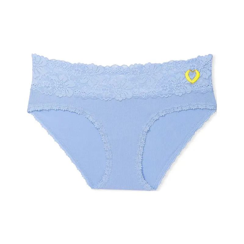 Victoria's Secret PINK WINK LACE-TRIM HIPHUGGER PANTY / HBWBE Underpants Women's 1 Pack Blue-0