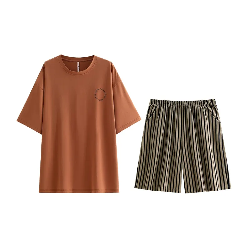 Yue Nei Pajama Set Men's Apricot Brown-0