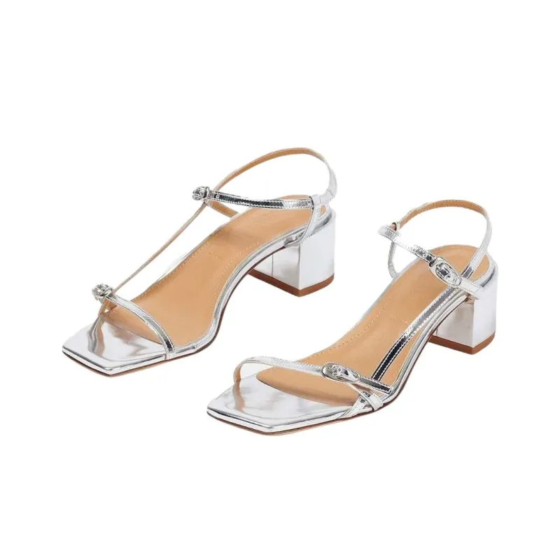 Aeyde Tash Strap Sandals 4.5cm Women's Silver-2
