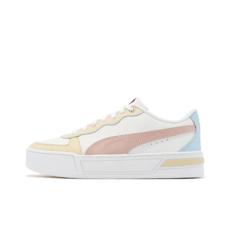 PUMA Skye Anti-Slip Wear-Resistant Low-Top Skateboard Shoes Women's Pink Yellow-0