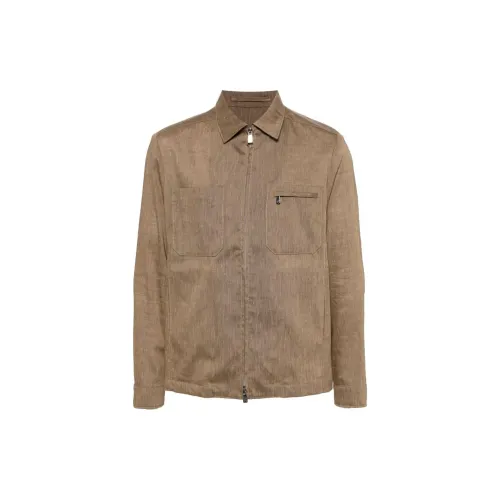 Corneliani Mélange-effect Zip-up Shirt Jacket