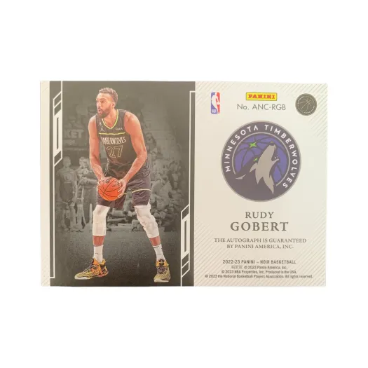 PANINI 2022 23 Panini Timberwolves Rudy Gobert NOIR Card Serial Numbered 65/99 Card Condition Passed Sports Cards 1 Pc-1