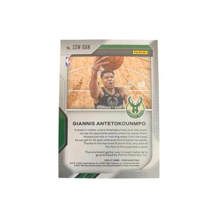 PANINI 2020 21 Prizm Jersey Letter Bro Antetokounmpo Bucks Game Used Jersey Star Card Access Pass Sports Cards 1 Pc-1