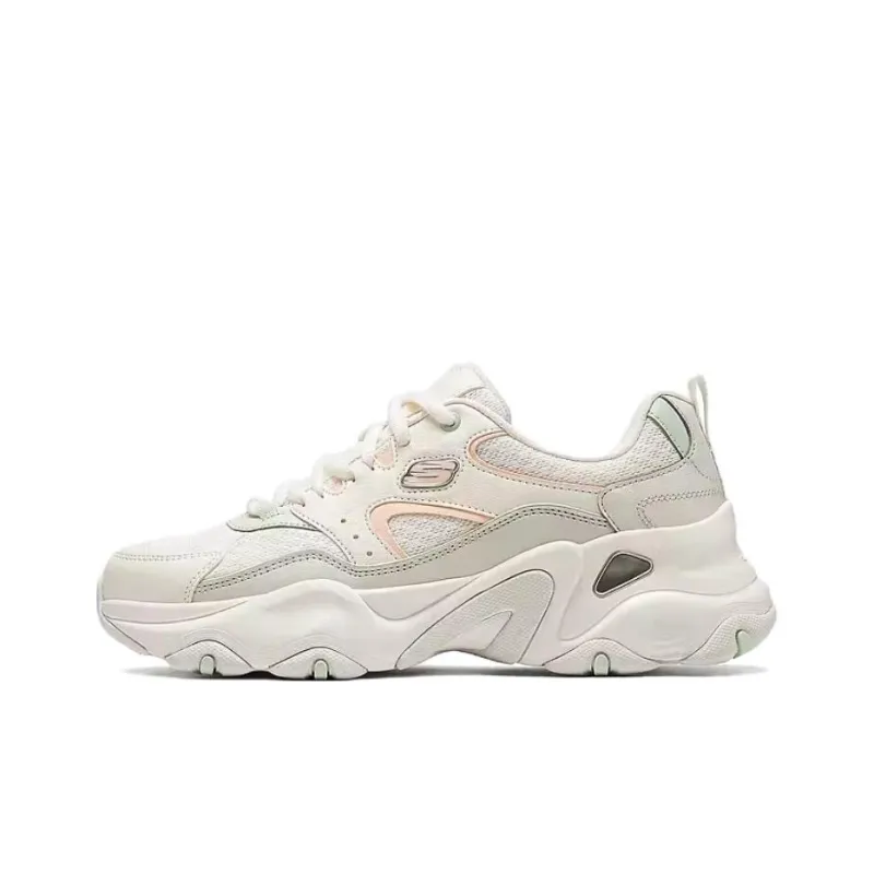 Skechers DLITES Wear-Resistant Support Height Increasing Breathable Low-Top Chunky Sneakers Women's Ecru-0