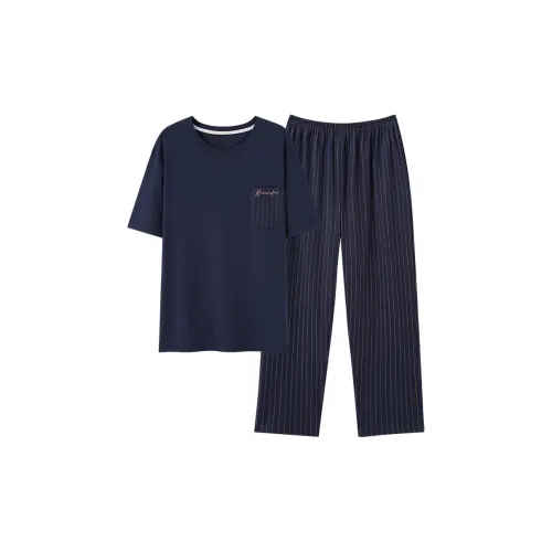 Mulong Family Pajama Set Men's Navy Blue