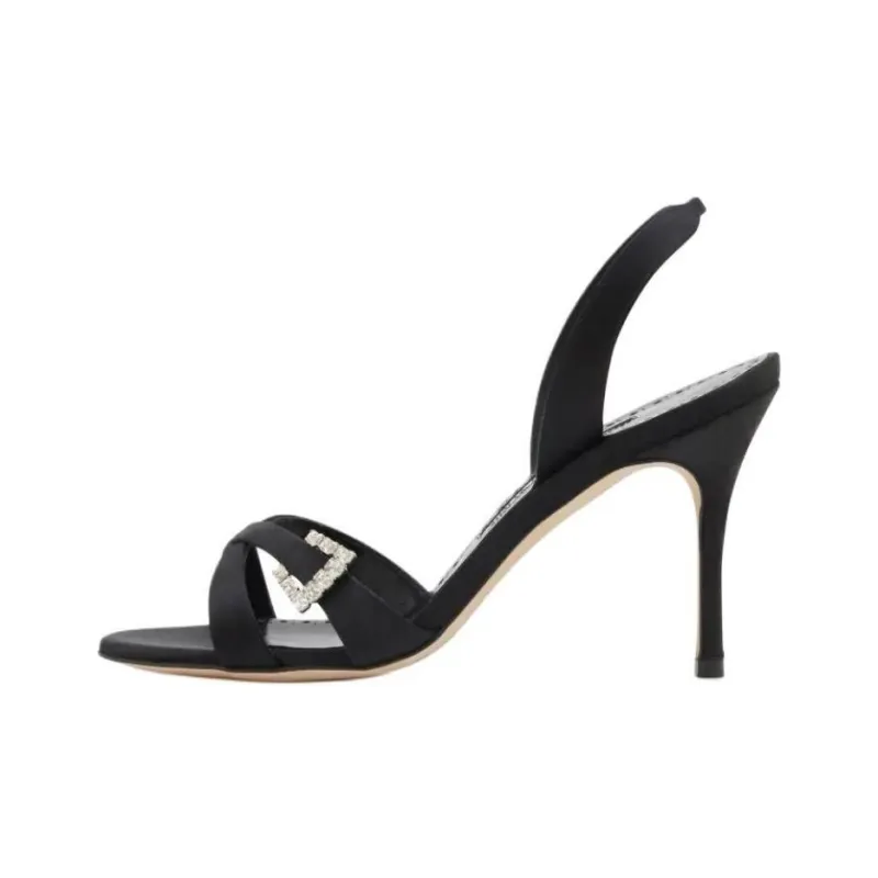 MANOLO BLAHNIK Ramisli One Strap Sandals 9cm Women's Black-0