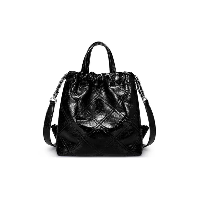 JUST STAR Waxed Leather Backpack Laptop Bag Tubas Women's White/Black/Pink-2