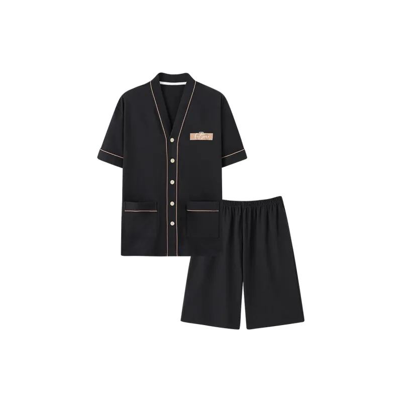 Colorful Pajama Set Men's Black-0