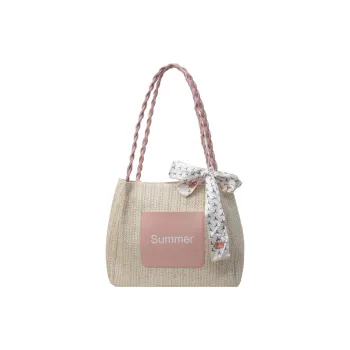 FAMAN Straw Woven Handbag, Shoulder Bag Women's White/Green/Pink/Coffee