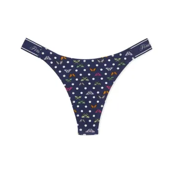 Victoria's Secret PINK LOGO COTTON HIGH-LEG THONG PANTY / MNBDPY Underpants Women's 1 Pack Blue