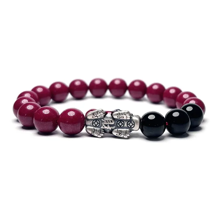 MOUNTAINS AND MANS Reconstructed Cinnabar Fortune Beaded Bracelet Unisex-6