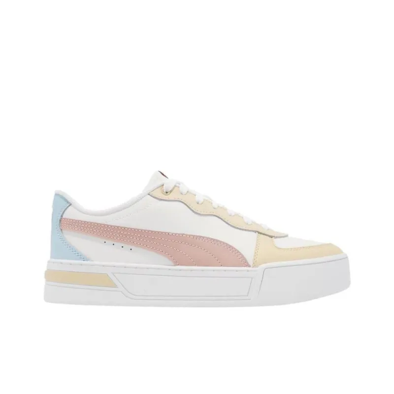 PUMA Skye Anti-Slip Wear-Resistant Low-Top Skateboard Shoes Women's Pink Yellow-1