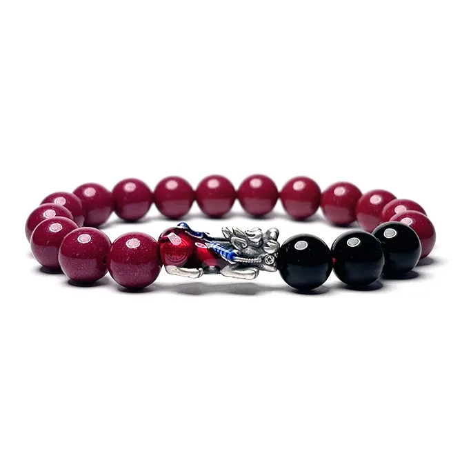 MOUNTAINS AND MANS Reconstructed Cinnabar Fortune Beaded Bracelet Unisex-0