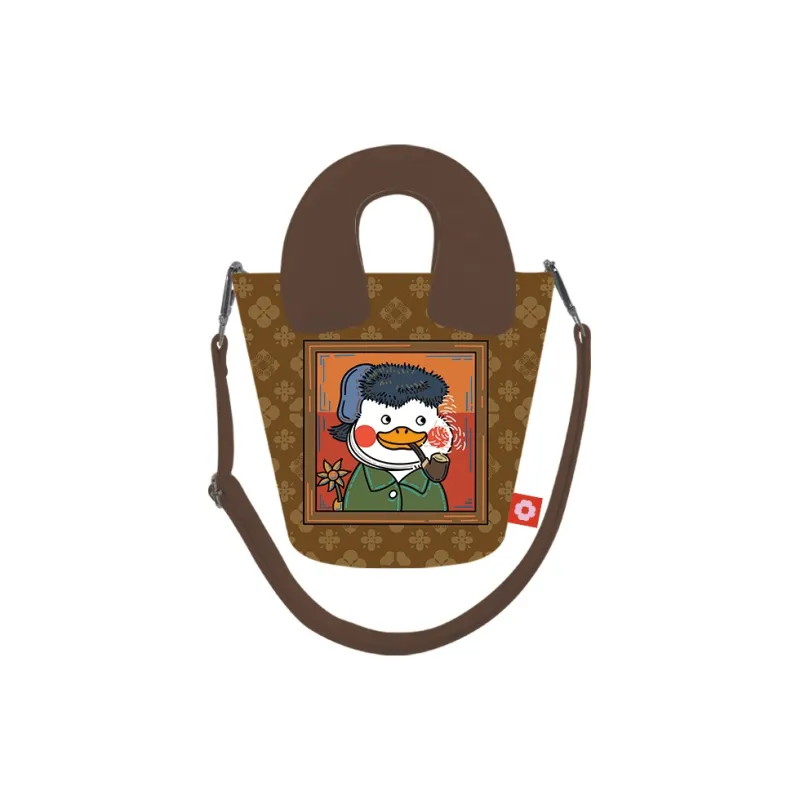 Perfect Styles Fabric Crossbody Bag Medium Size Women's Brown White-1