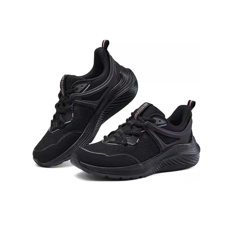 Skechers Bob's Breathable Abrasion Resistant Slip Resistant Low Top Running Shoes Women's Black-3