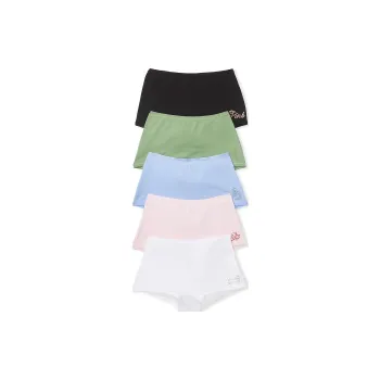 Victoria's Secret PINK 5 PACK COTTON BOYSHORT PANTIES / SFW Underpants Women's 5 Pack Multicolor