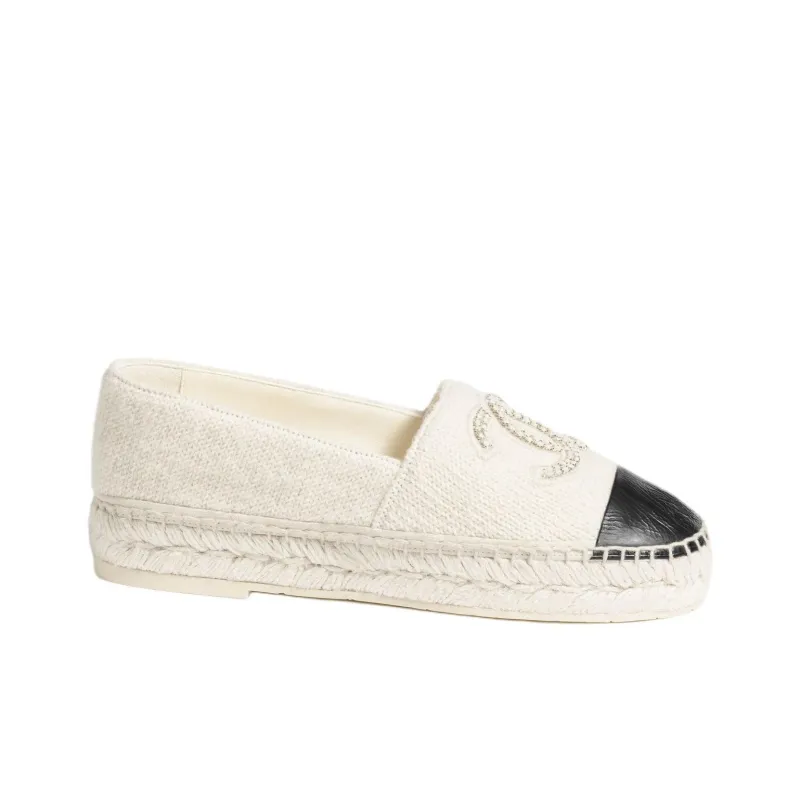 CHANEL 24B Espadrilles Women's White Black-1
