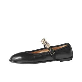 CHANEL Flat Mary Jane Shoes Women's Black