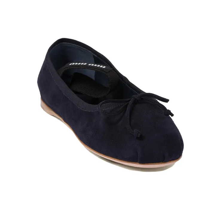 MIU MIU Flat Mary Jane Shoes Women's Dark Blue-2
