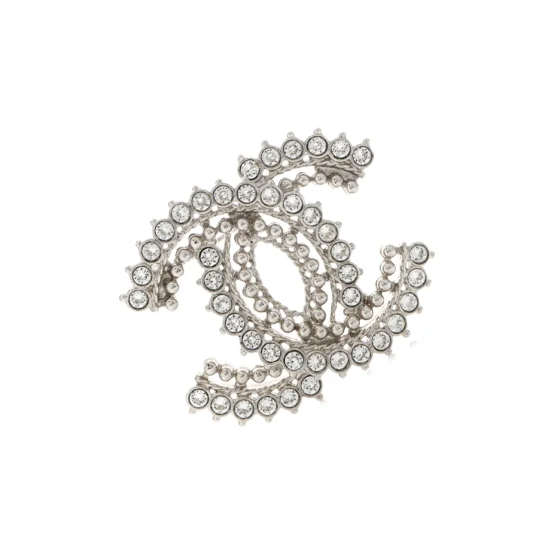 CHANEL Crystal Brooches Women's Silver-2