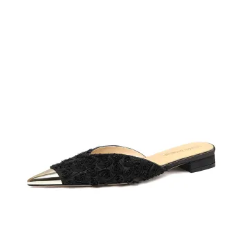 Lily Wei Wrap-toe Slippers Women's Black