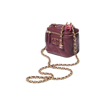 CHANEL Shiny Lambskin Clutch, Shoulder Bag, Crossbody Bag Women's Dark Burgundy