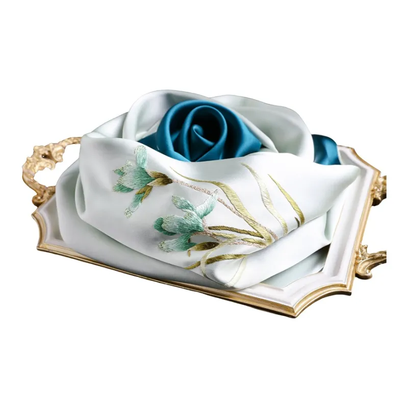Hang Silk Road Mulberry Silk Silk Scarves Women's Gold-2