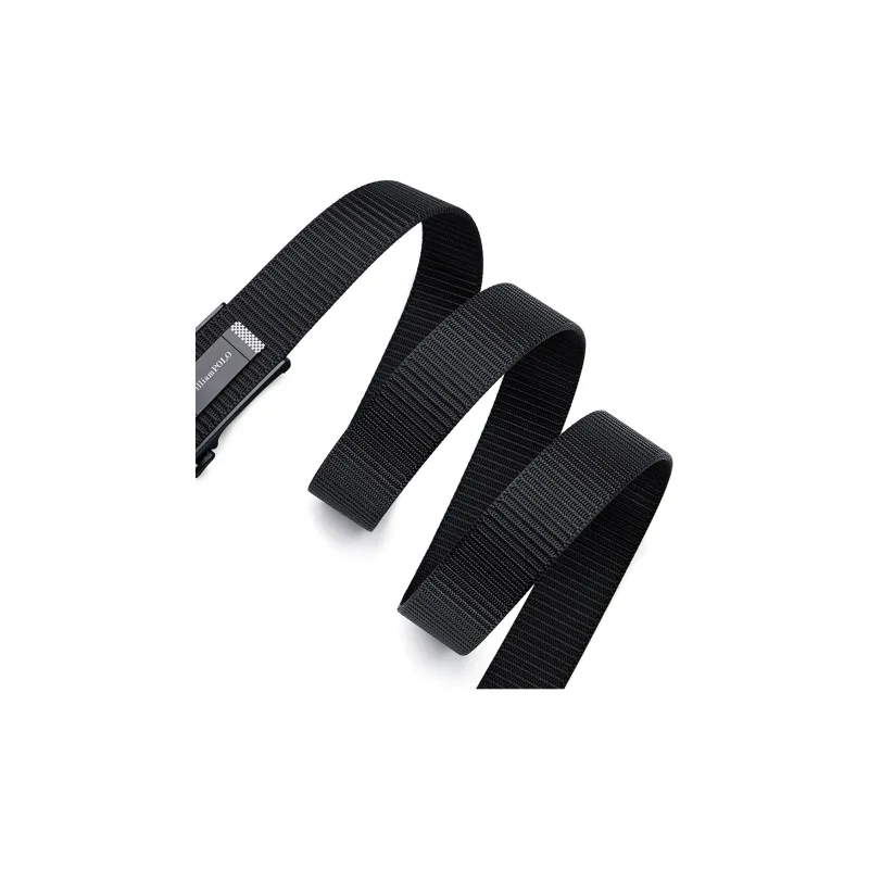 WilliamPOLO Fabric Belt Men's Black 3.5cm Width-3