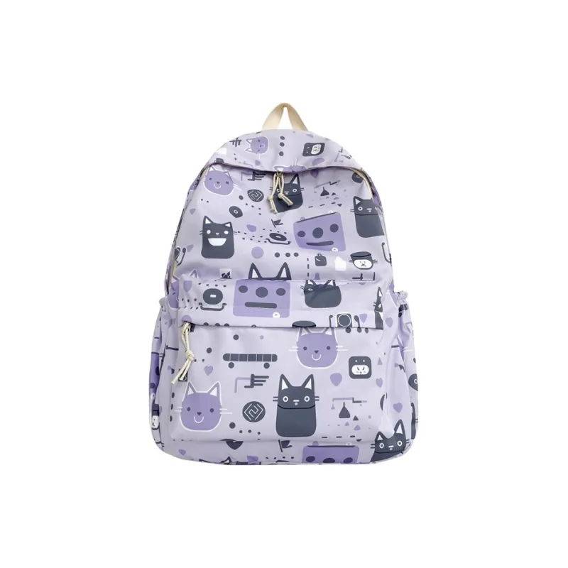 BAODIDAISHU Nylon Fabric Middle School And High School Students Backpack Regular Women's Ecru Black Purple Green Blue-6