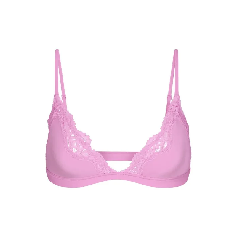 SKIMS FITS EVERYBODY LACE TRIANGLE BRALETTE Bra Women's PETAL/Floral Color-0