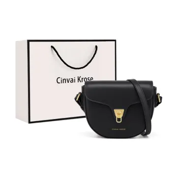 Simvay Clos Cow Leather Shoulder Bag Crossbody Bag Shoulder Bag Saddle Bag Small Size Women's Black/Ecru