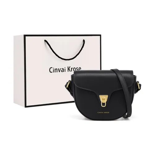 Simvay Clos Cow Leather Shoulder Bag Crossbody Bag Shoulder Bag Saddle Bag Small Size Women's Black/Ecru
