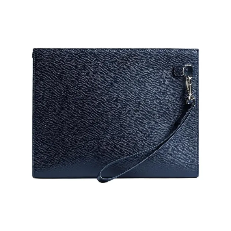 Dunhill Full Grain Small Cow Leather Clutch Men's Marine Blue-2