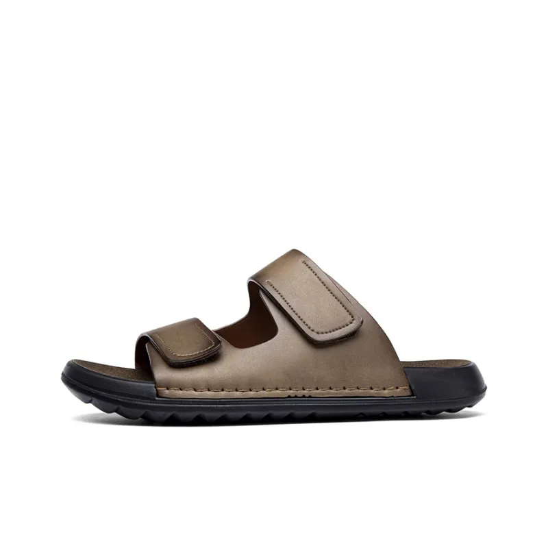 NAVIGARE PU Polyurethane Leather Patchwork Slip-Resistant Abrasion-Resistant Quick-Drying Slide Slippers Men's-5