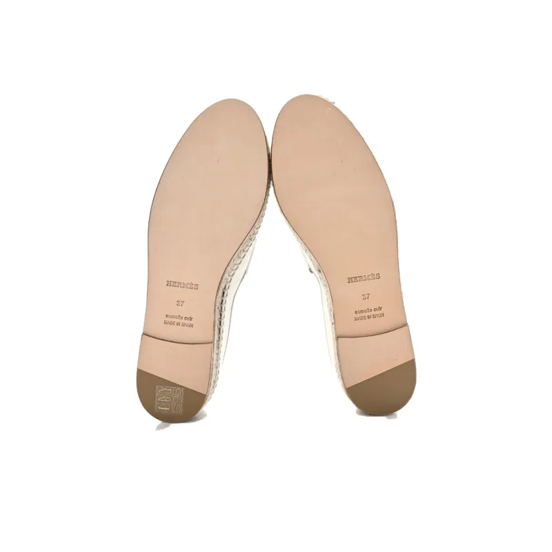 HERMES Trip Flat Shoes Women's White-4