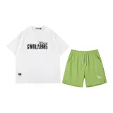 White Short-Sleeved Top+Neon Green Shorts