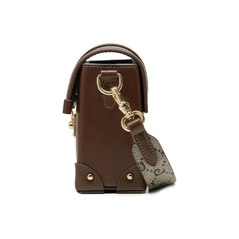 PIERRE CARDIN Pvc Commute Travel Versatile Small Square Bag Shoulder Bag Women's Khaki-2