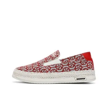 Warrior Height Increasing Wear Resistant Lightweight Breathable Slip Resistant Low Top Canvas Shoes Men's Burgundy Gray