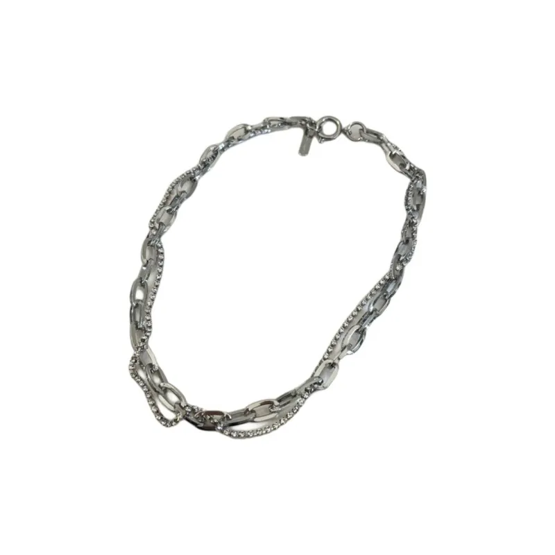 JUSTINE CLENQUET Brass, Palladium Plated, Crystal Necklaces Women's Silver-1