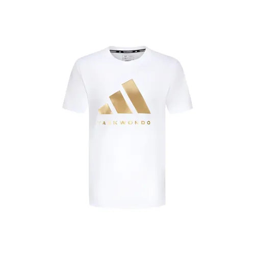 Adidas T-Shirts Unisex White Gold