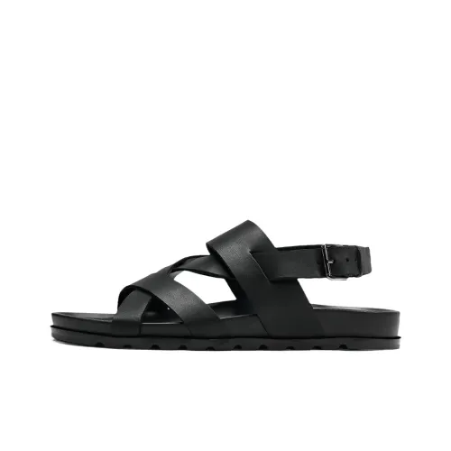 Voguhomme Roman Sandals Flat Men's Black