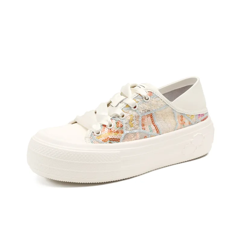 D FUSE SCANDINAVIA White Sneakers Low Top Skateboard Shoes Women's-1